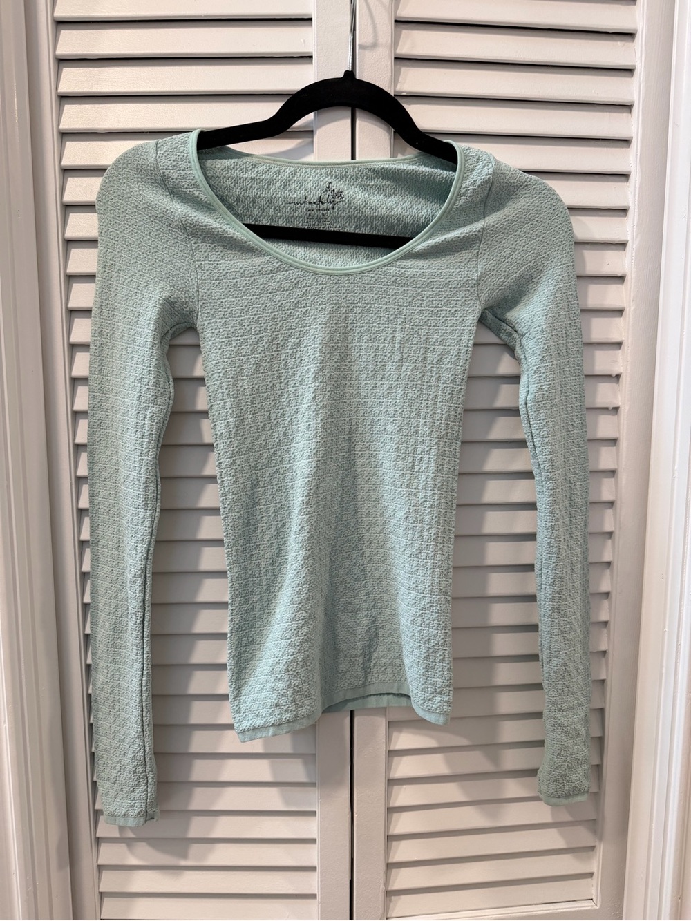 Free People Intimately Mint Textured Long Sleeve Top Size M/L